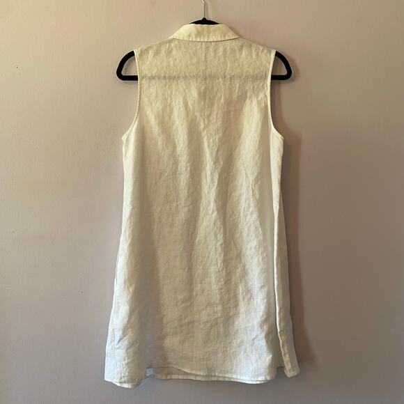 J. McLaughlin Women's size Medium White 100% Linen Sleeveless Button Down Dress - Picture 5 of 9